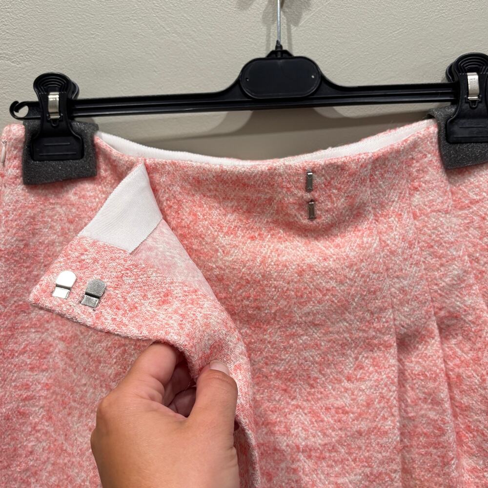 NWT Maje Janello Pleated Tweed Mini Skort Pink Rose - Size: 10 US / 42 EU - Picture 7 of 13